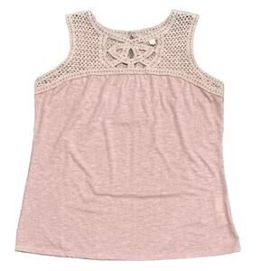 Adiva Sleeveless Blouse size Large Blush Pink with‎ Crocheted Top
